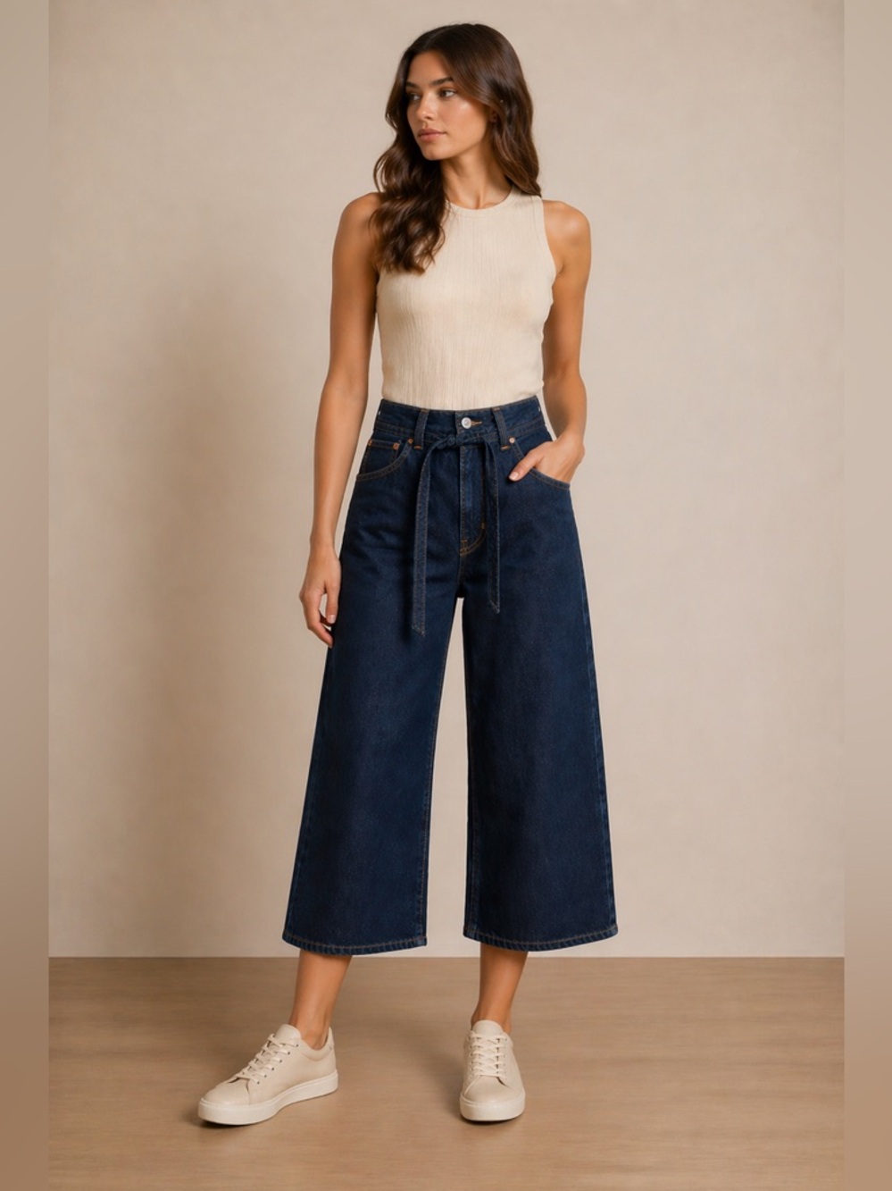 Levi’s Culotte Jeans Dark Wash High Rise Wide Leg Size 27 Excellent Condition